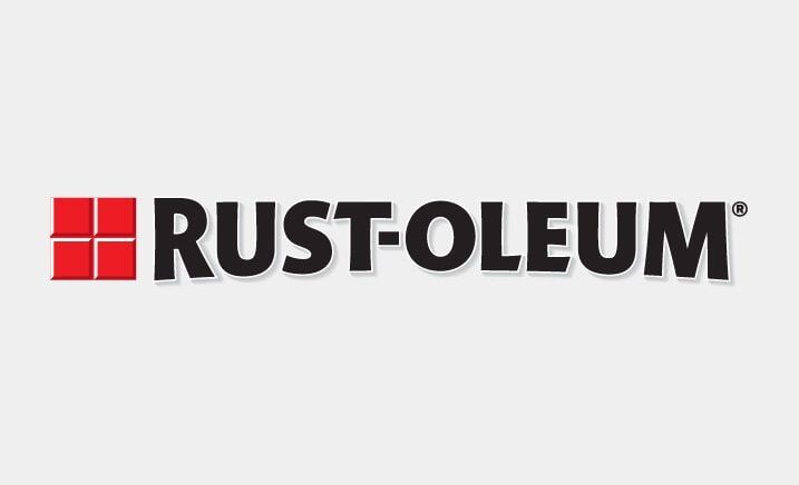 Rust-Oleum logo: Black text with red square logo on a light gray background.