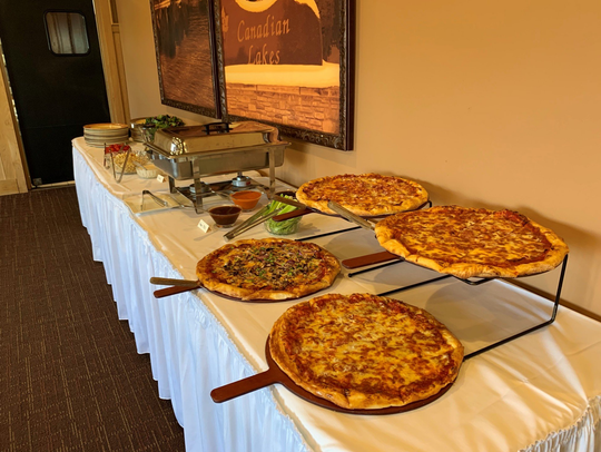 pizzas on a table