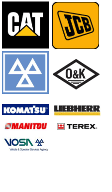 Experience working with a wide range of makes and models Logos: MOT, O&K, Komatsu, VOSA, Manitou, Terex, CAT, JCB