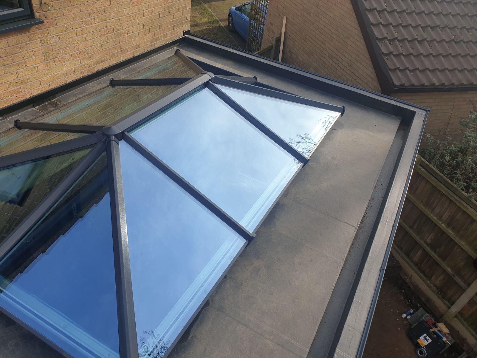 a skylight on the roof of a house