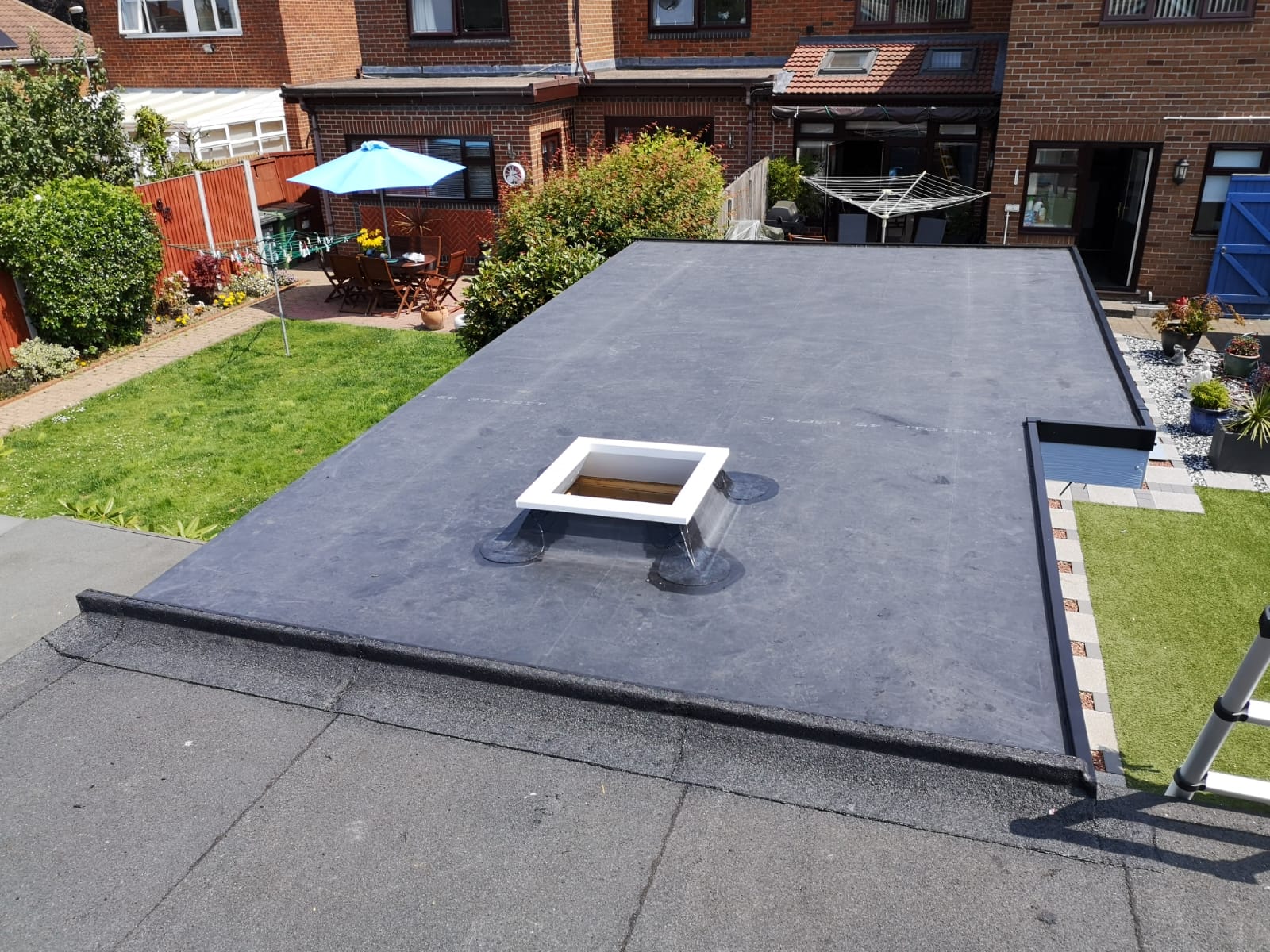 a roof with a square hole in the middle of it