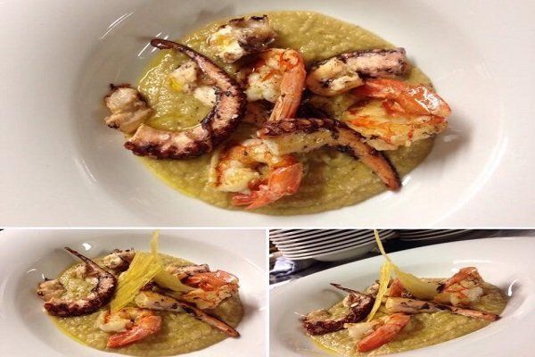 Secondo di pesce vellutata con gamberoni