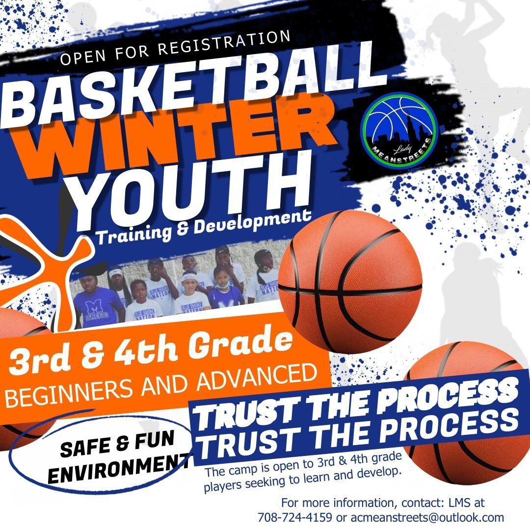 An advertisement for a basketball winter youth program