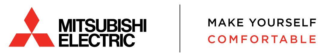 A logo for mitsubishi electric that says make yourself comfortable