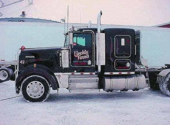 Black semi-truck with 