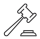 Gavel striking a block, representing law and order.