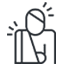 Person with head injury and arm in a sling, experiencing pain.