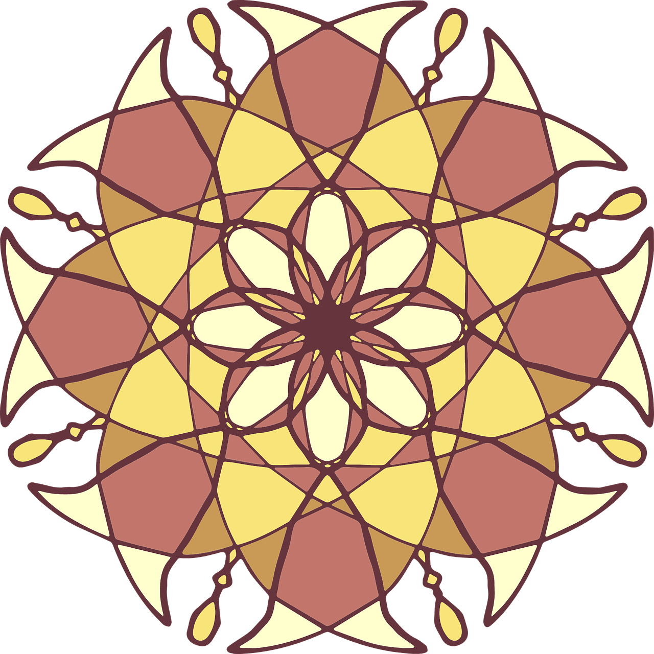 A drawing of a circular pattern that looks like a stained glass window
