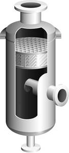 A drawing of a stainless steel cylinder with a hole in the middle.
