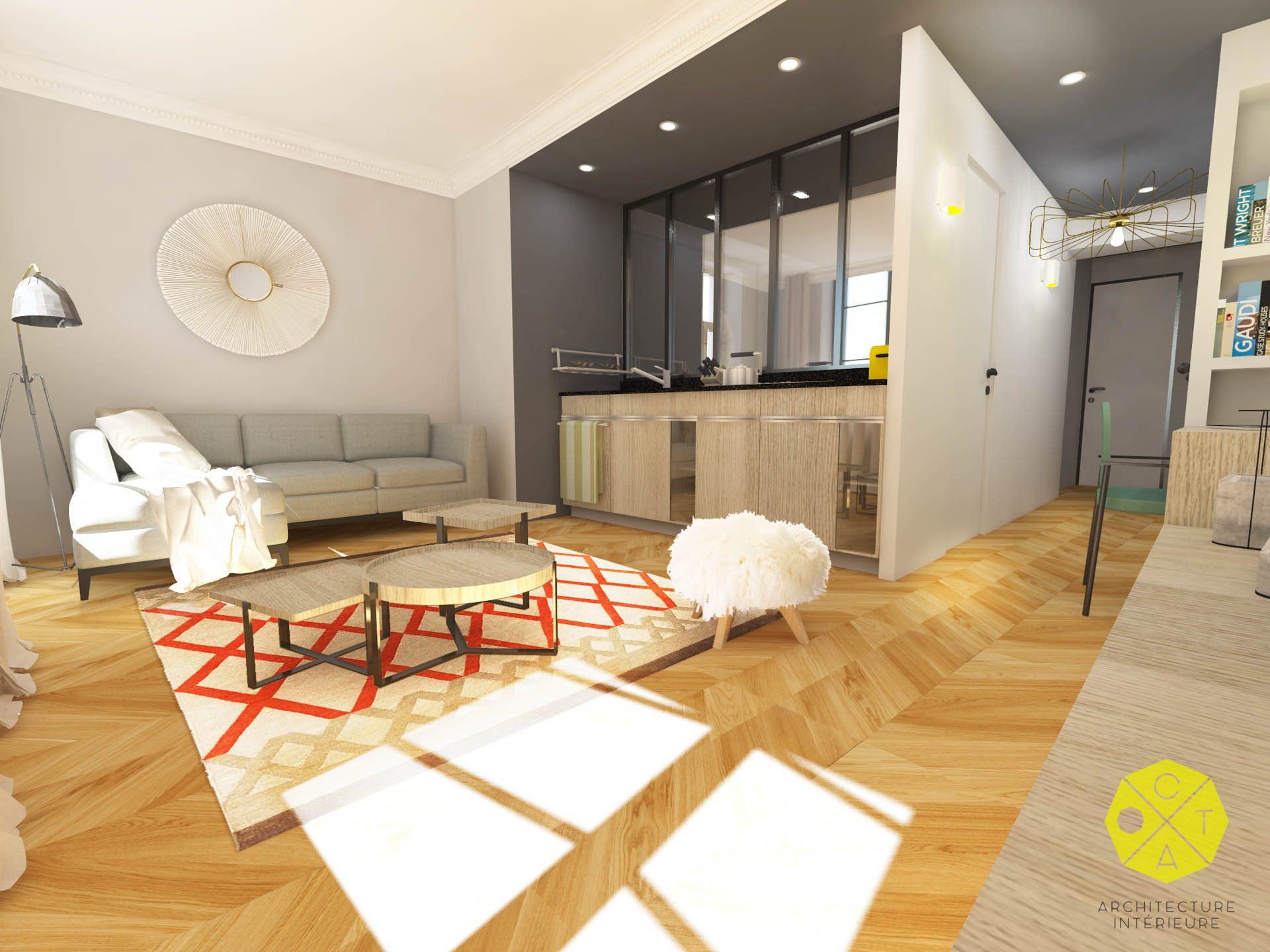 Salon et cuisine en home staging