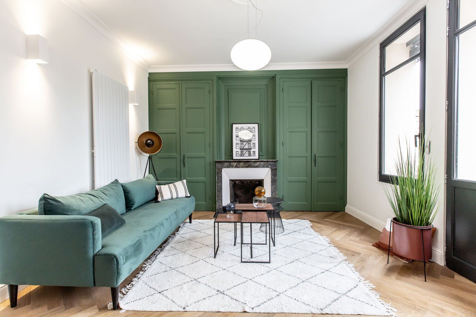 Salon après travaux de rénovation dans un hôtel particulier à Lyon