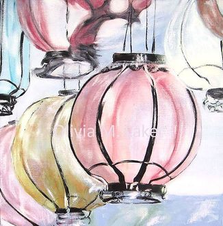 finger paintings,paintings of Chinese lanterns,Chinese lanterns,acrylic paintings,realistic,impressionism,Olivia M. lake,olivia m lake,megan,creative art,China Shop,China shop,lanterns,hanging lanterns,delicate works of art,delicate art,fine art,