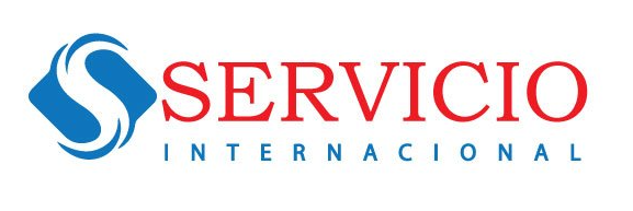 A blue and red logo for servicio internacional