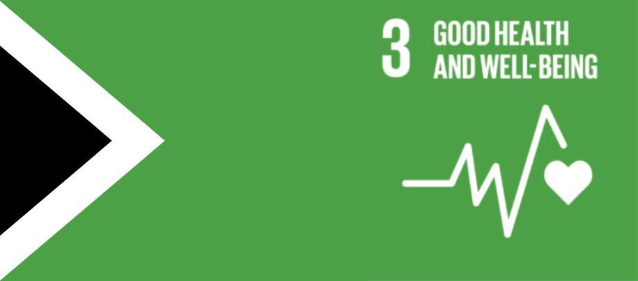 A green sign that says good health and well being