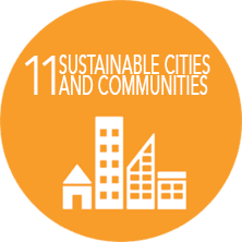 An orange circle that says 11 sustainable cities and communities