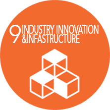 An orange circle with the words industry innovation and infrastructure on it
