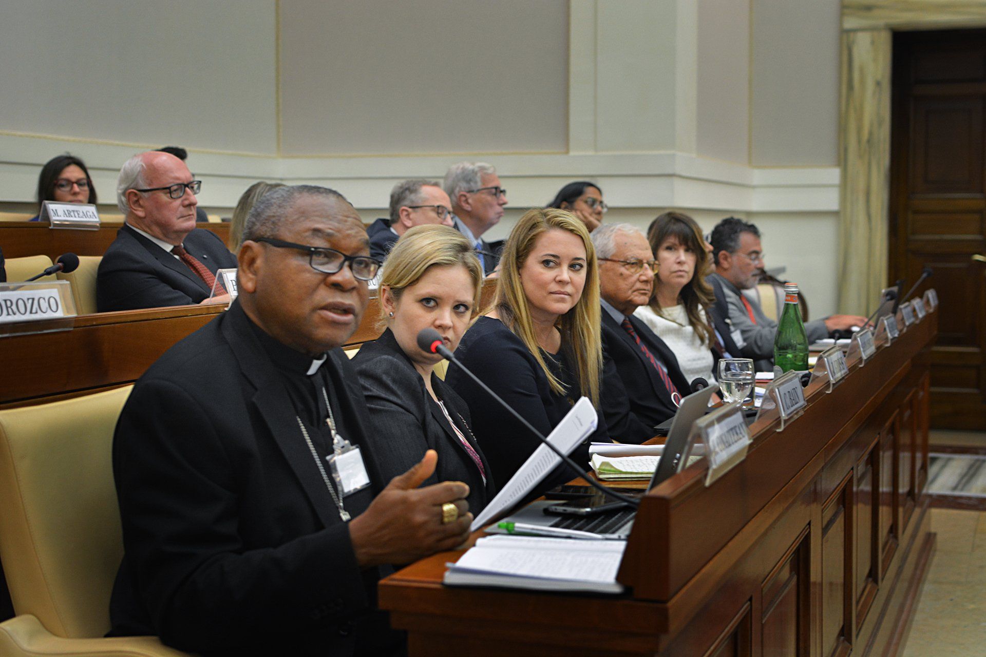 Jennifer Gross attending an Ethics in Action discussion on modern slavery