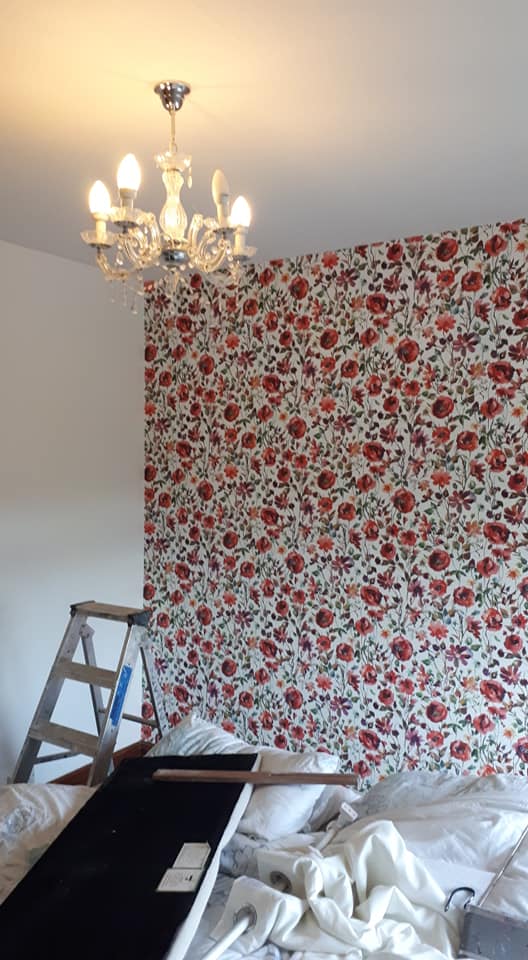professional room wallpaper hanging in bury