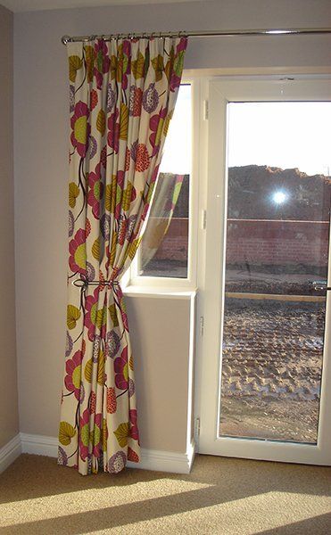 Close up of curtains on patio door
