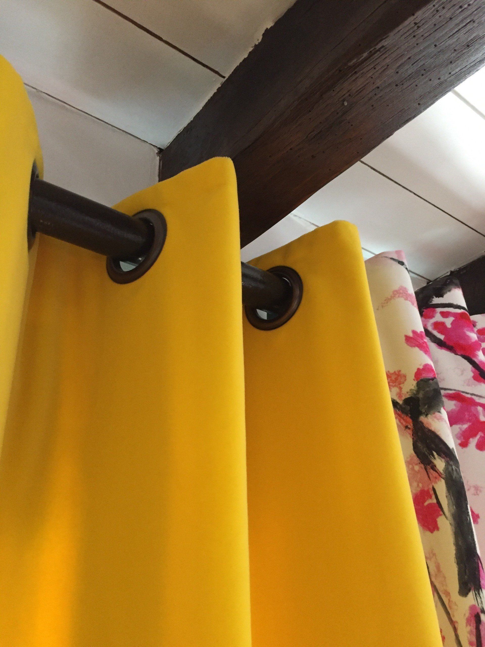 Velvet curtains in yellow