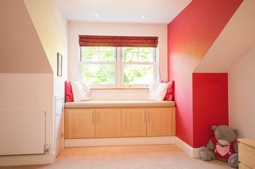 Window seat cushion in red