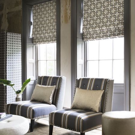 half open printed blinds