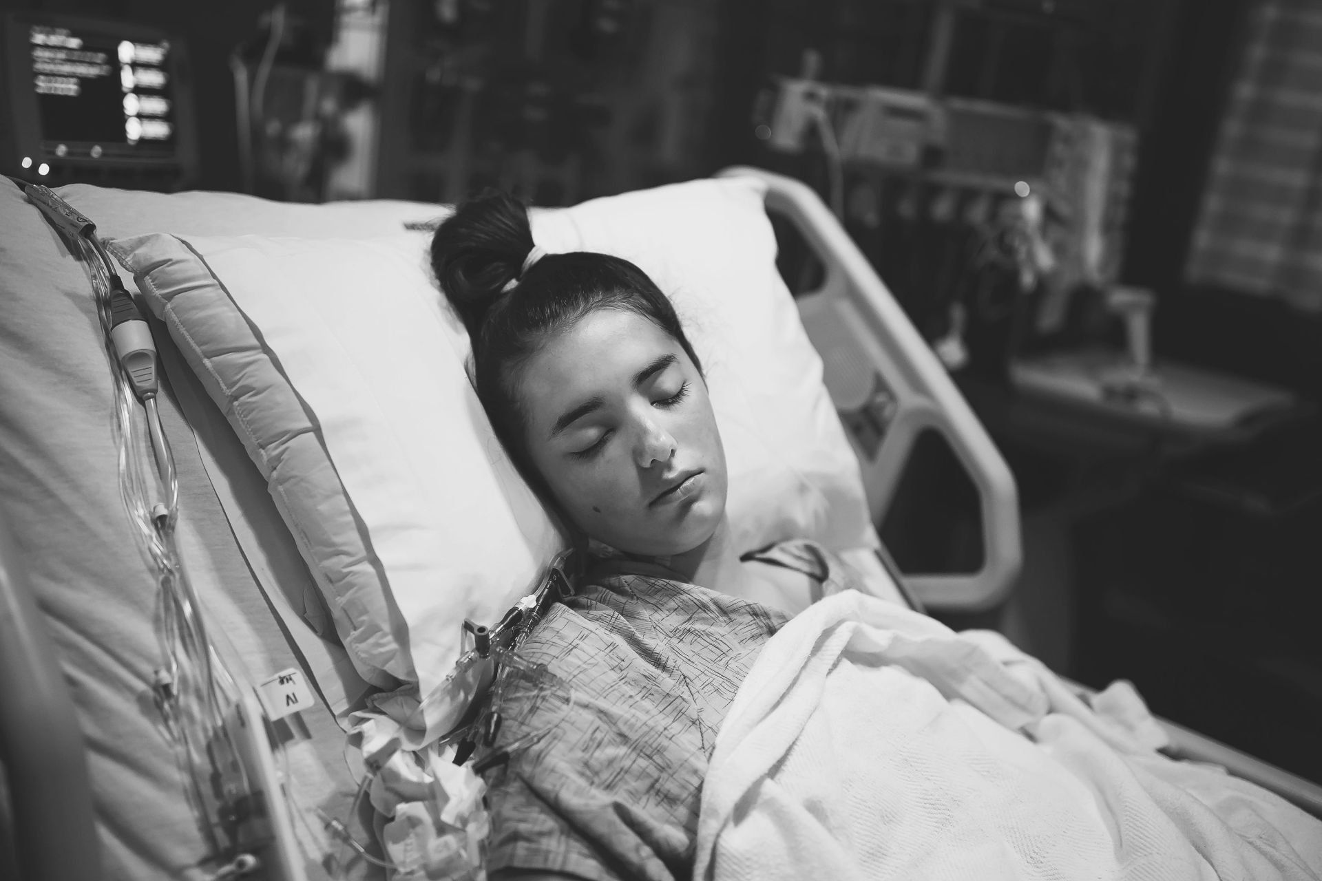 sick girl in the hospital world of broken hearts