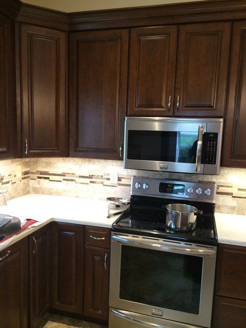 kitchen with wood cabinets