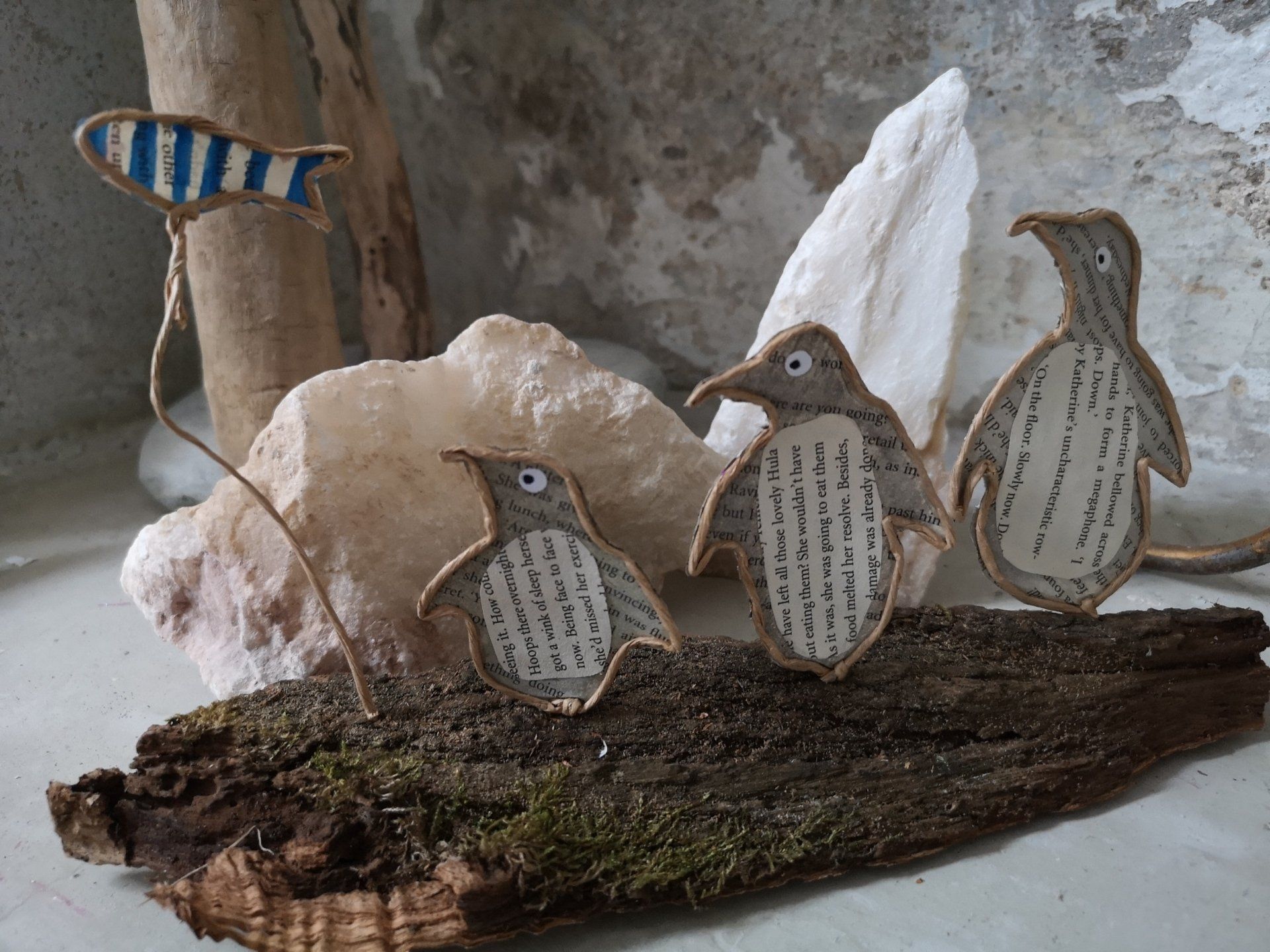 Papierdraht Pinguine
