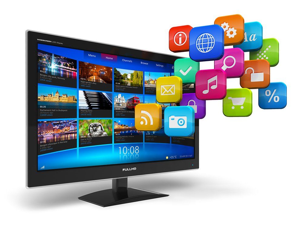 Video Marketing and advertising concept for small Businesses in Birmingham, AL with apps coming from monitor