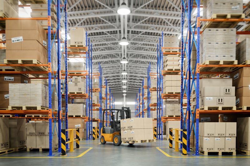 Forklift Truck In Warehouse — San Antonio, TX — Lone Star Pallet Rack