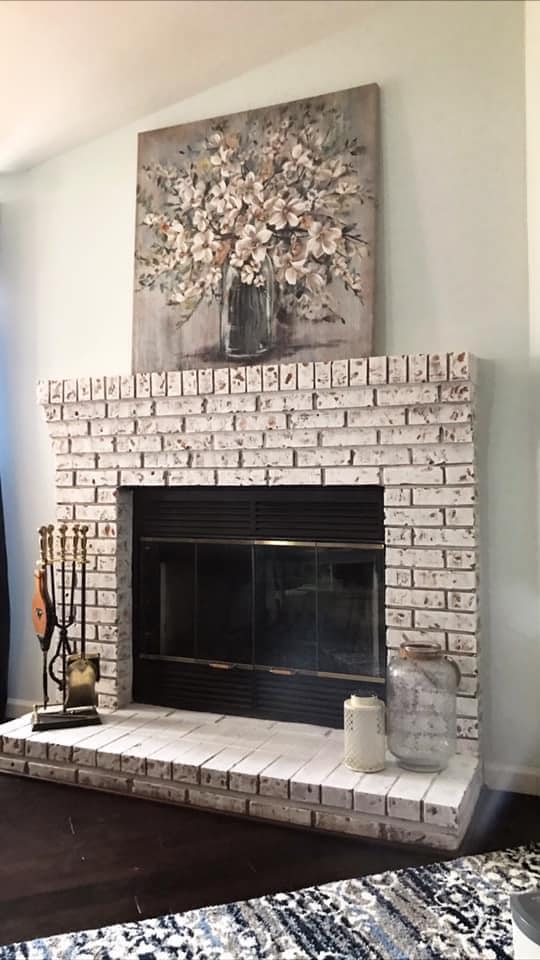 freshly painted fireplace