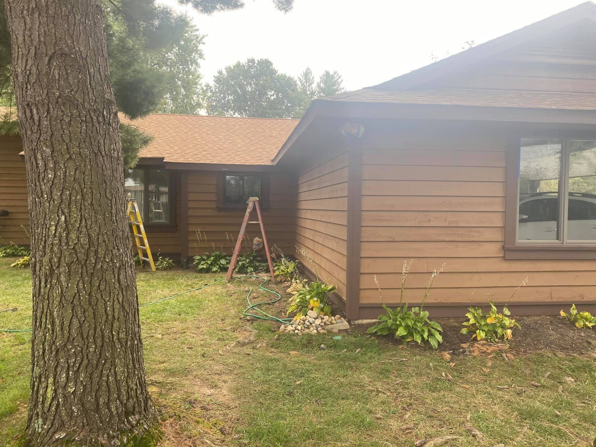 freshly painted shed