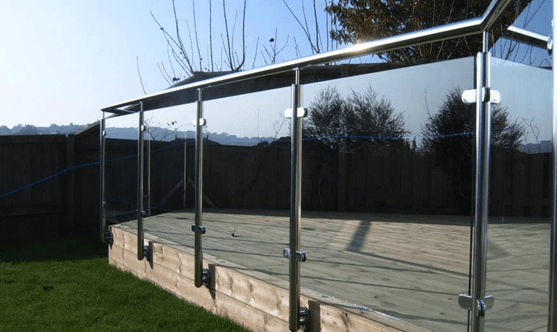 glass barrier for the decking railing