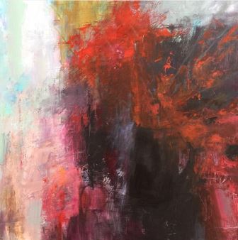 Red Flowers in Black Jug