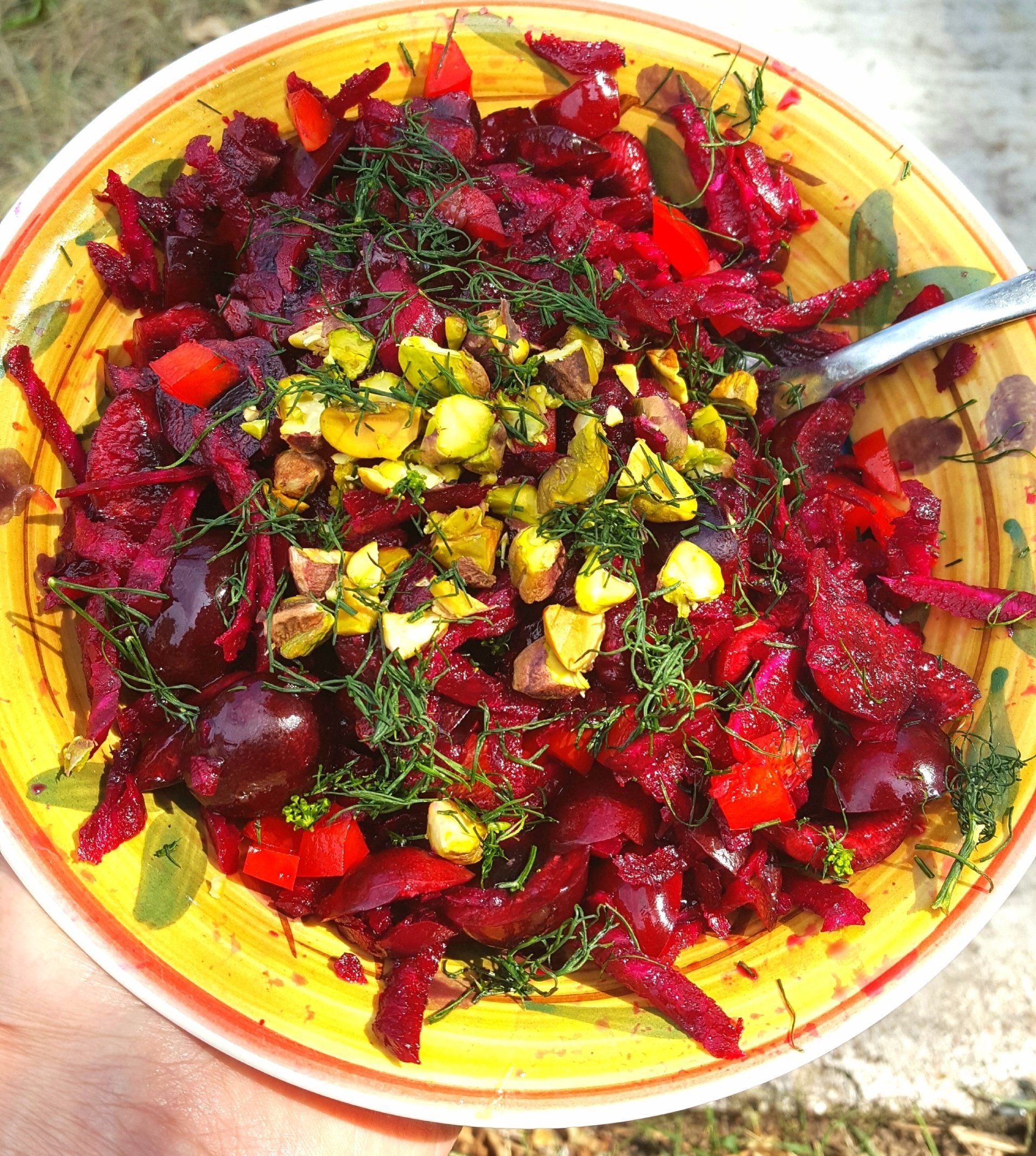 Beet orange cherry salad