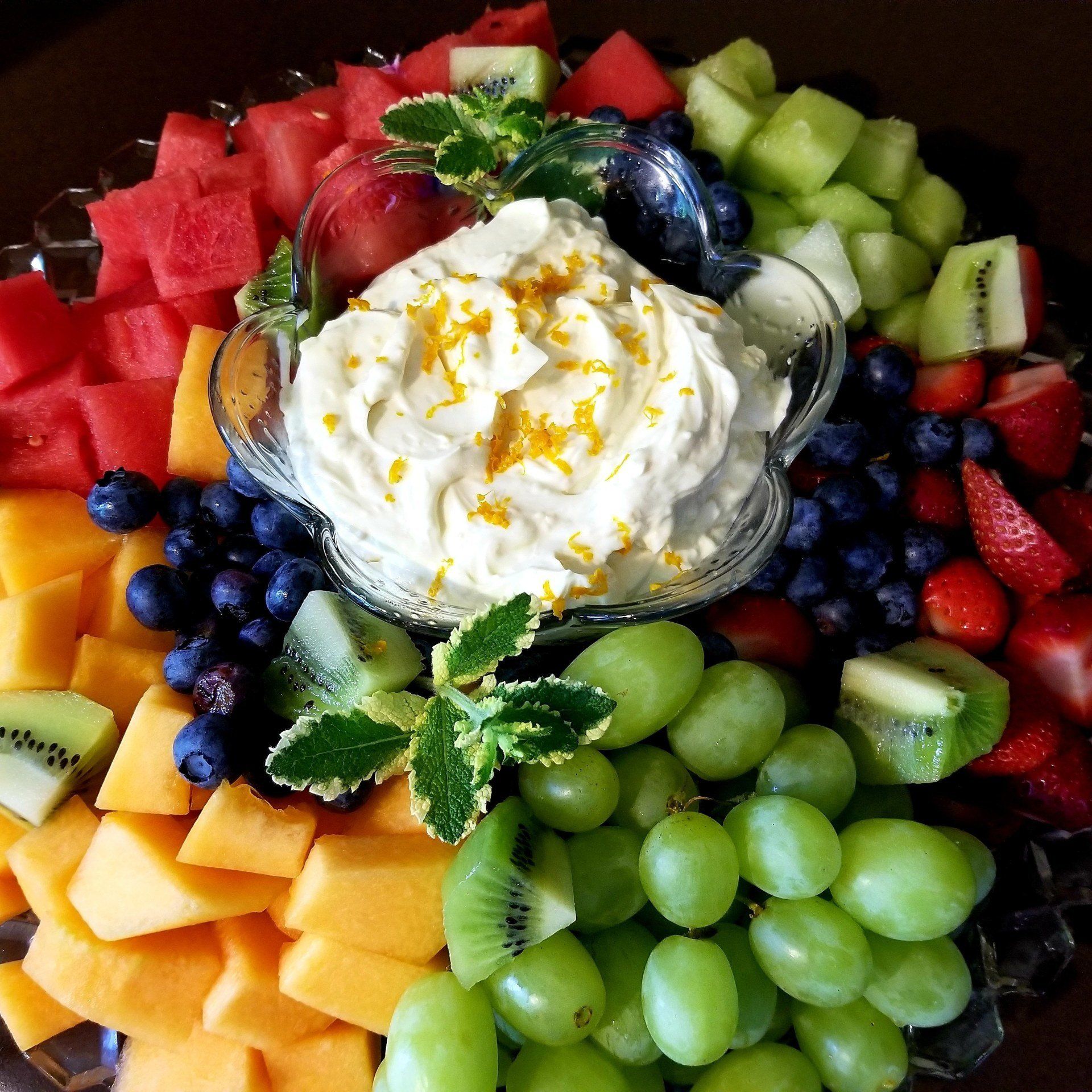 Fruit tray orange cream dip