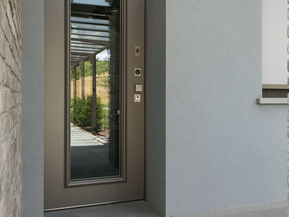 porta blindata elettronica con vetro