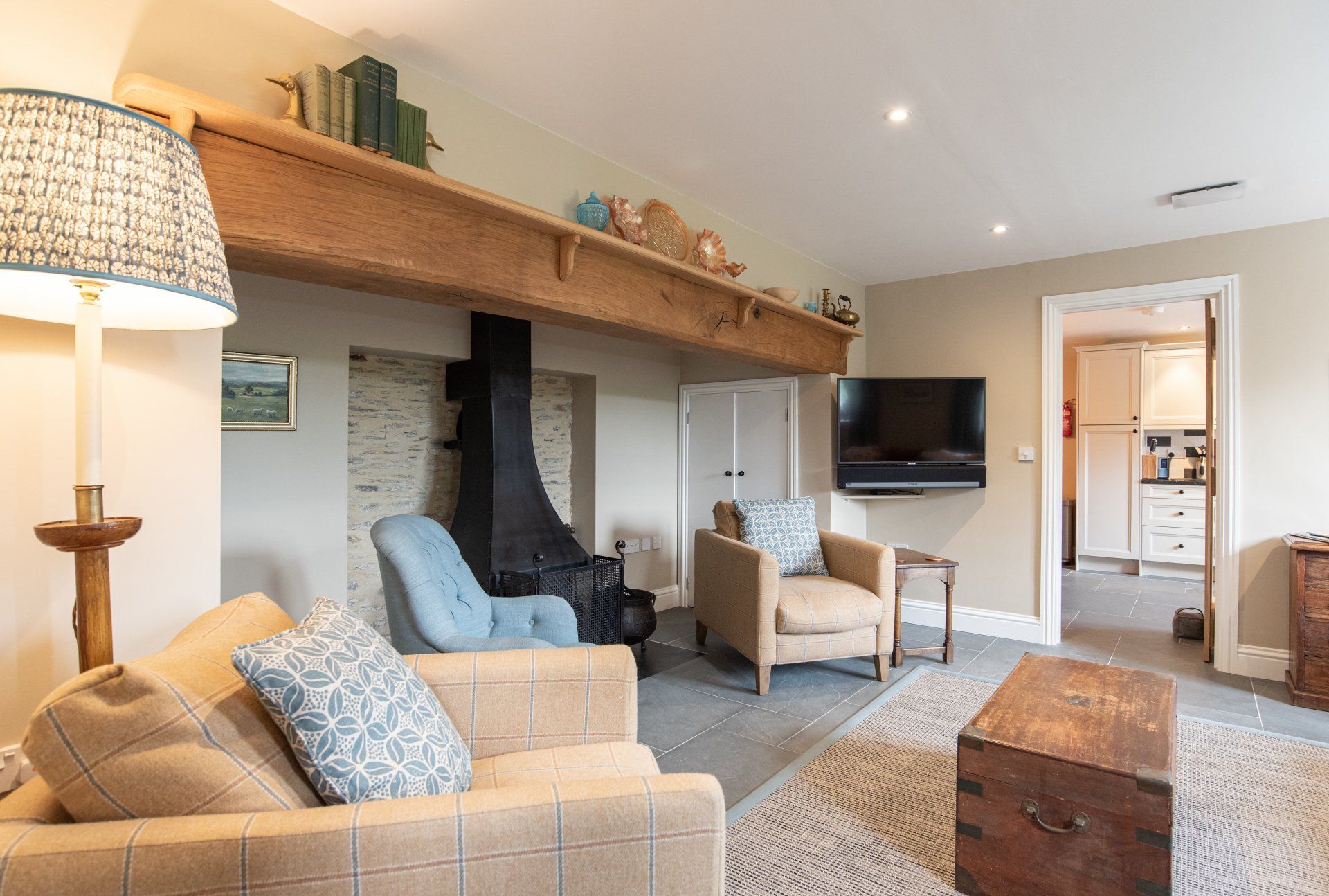 Reception room showing woodburner