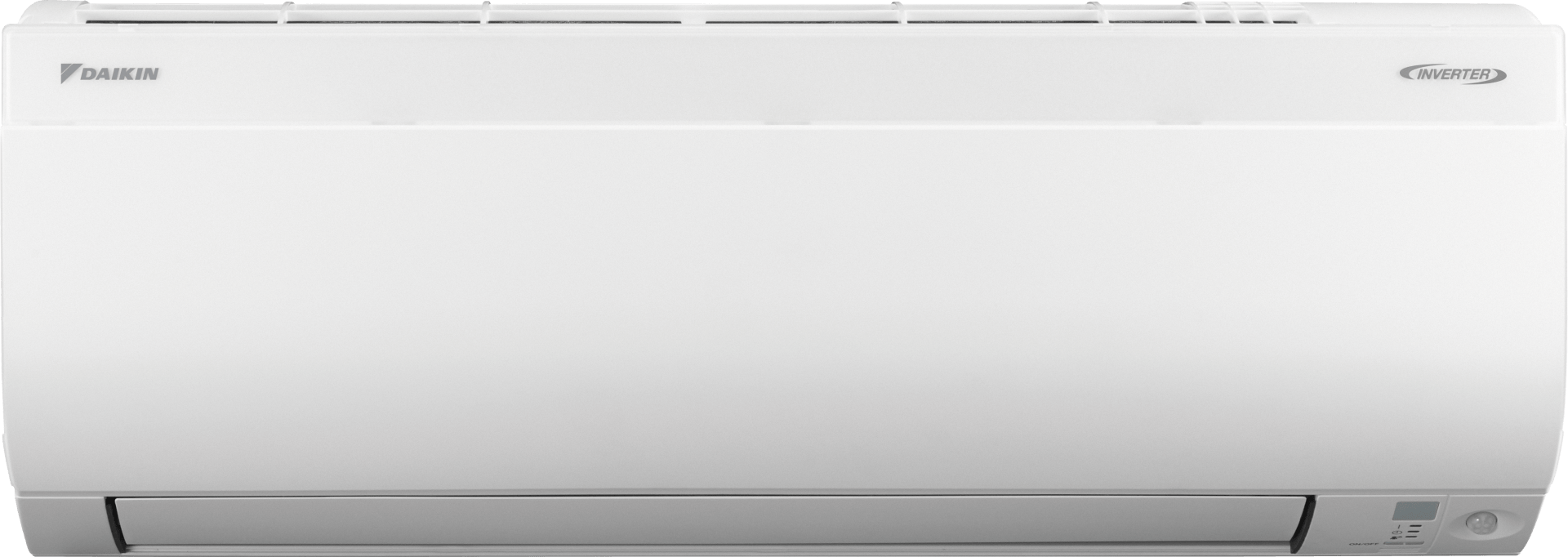 White wall-mounted air conditioner unit with a minimalist design