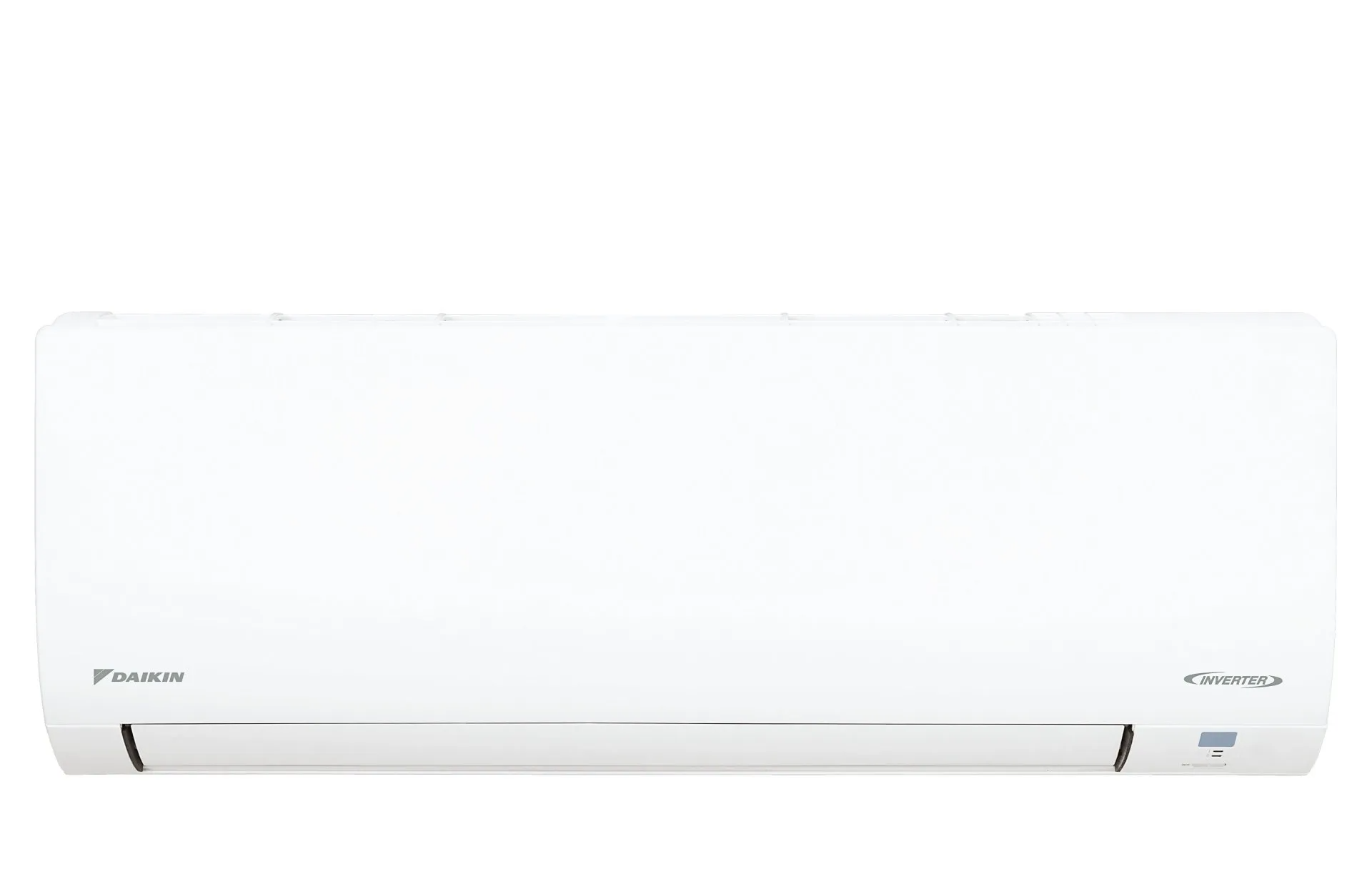 White wall-mounted air conditioner unit against a plain background