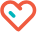 Heart outline icon in orange and coral, with a teal accent, on a white background