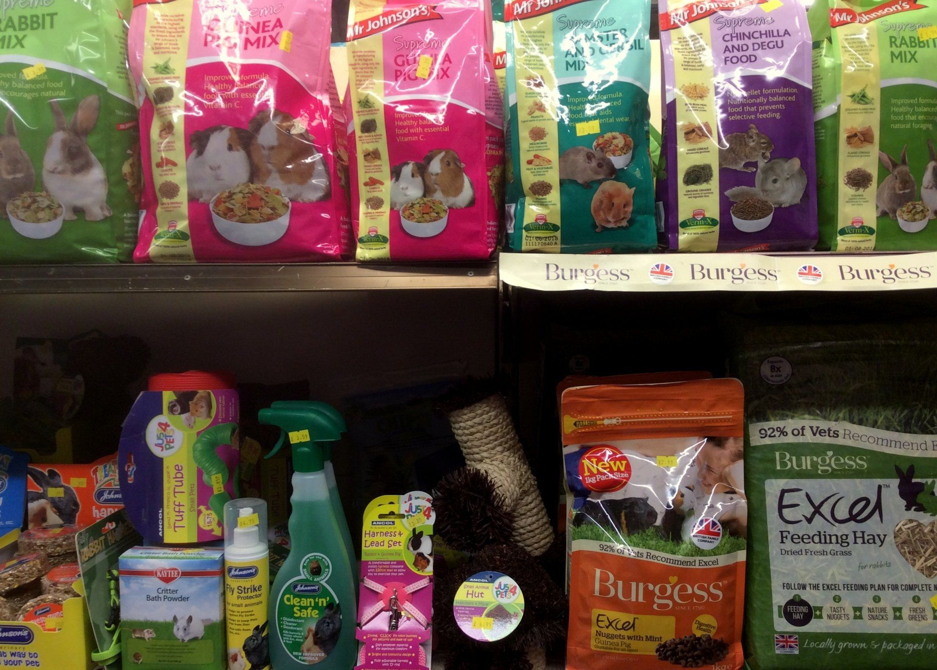 small animal harness, hutch clean, toys