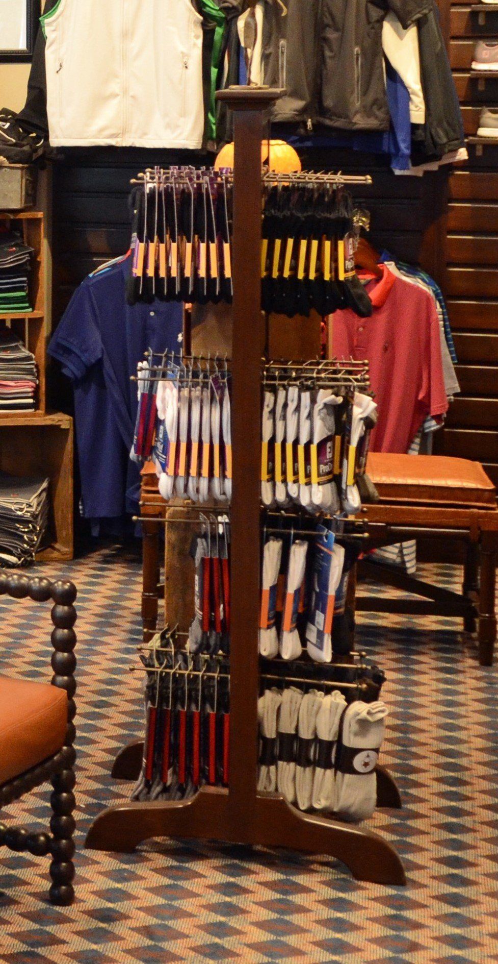 Hampstead Freestanding Slatwall Display by Bauer International for socks