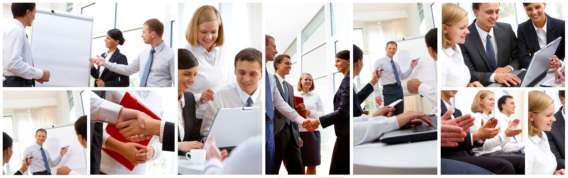 grid of working office people