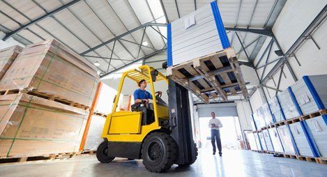 Forklift used in a warehouse