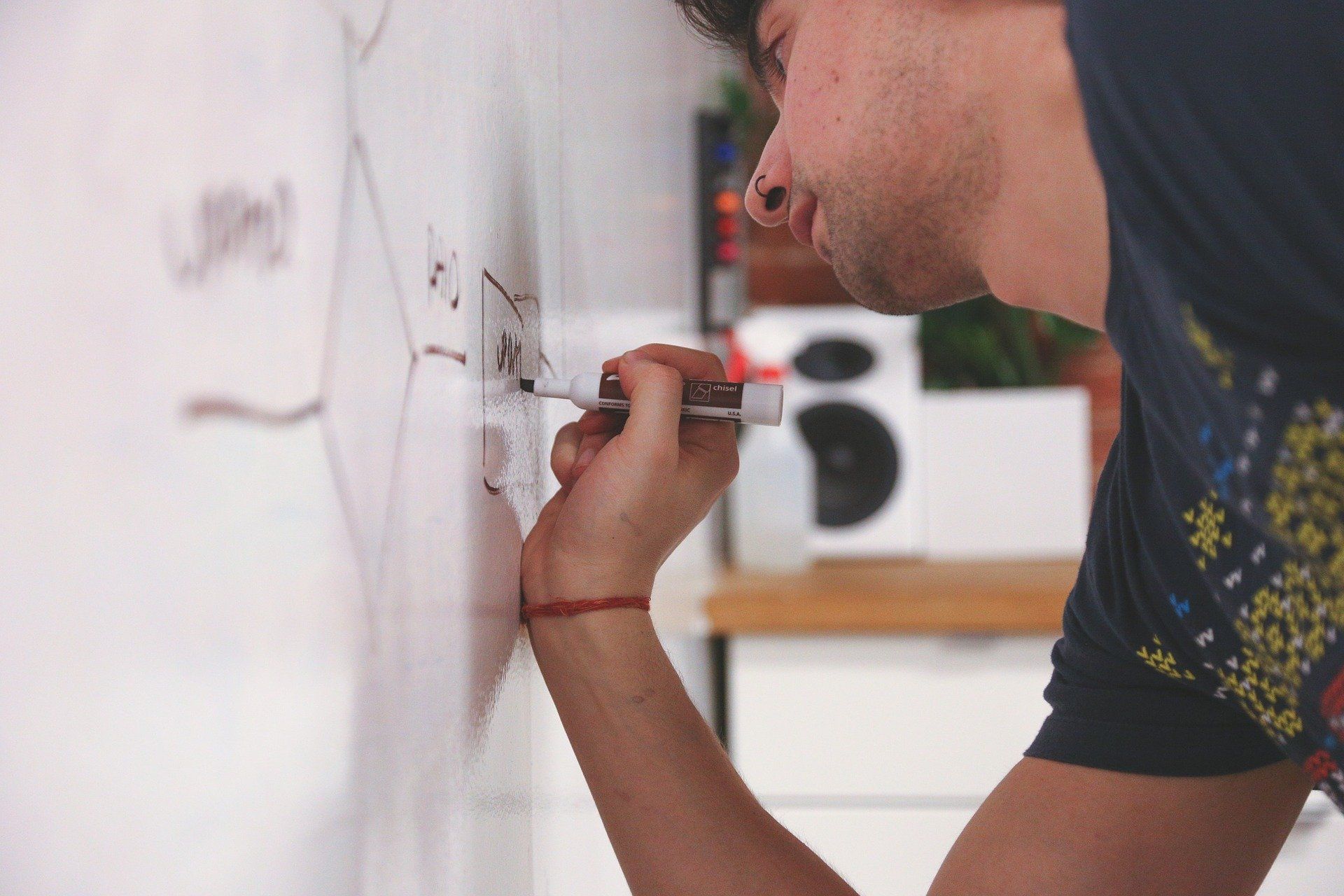 writing on a whiteboard to learn and educate