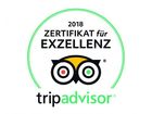 Tripadvisor 2018 “Zertifikat für Exzellenz” badge with owl logo and green arc