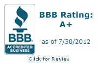 BBB logo with A+ rating as of 7/30/2012.