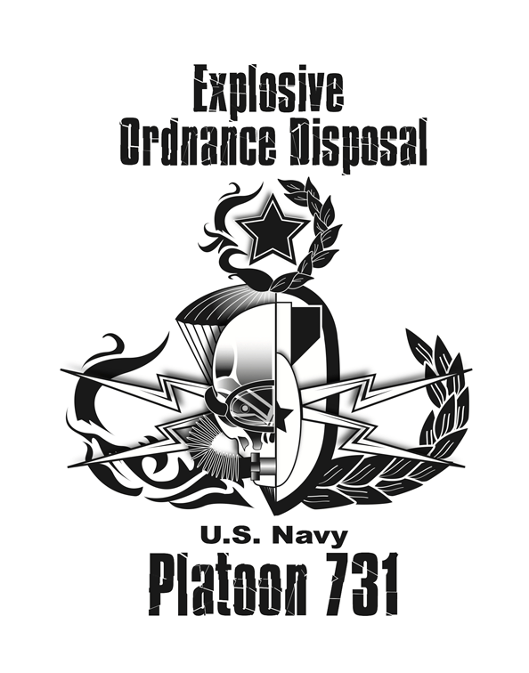 A black and white logo for u.s. navy platoon 731